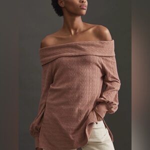anthropologie copper off the shoulder balloon sleeve size L